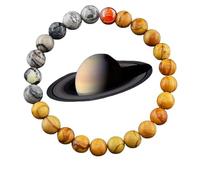 YONGHONGKEJI Planet Bracelet Solar System Universe Galaxy Natural Stone Beaded Bracelets for Women Stretch Cuff Bangle Eight Planets Guardian Star Wristbands for Men Astronomy Gifts Saturn