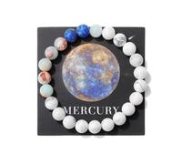 YONGHONGKEJI Planet Bracelet Solar System Universe Galaxy Natural Stone Beaded Bracelets for Women Stretch Cuff Bangle Eight Planets Guardian Star Wristbands for Men Astronomy Gifts Mercury + Card