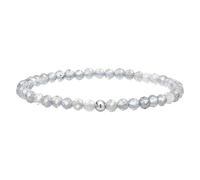 YONGHONGKEJI Silver Bracelet for Women Crystal Bracelet Natural Gemstones Healing Stretch Beaded Bangles Boho Jewellery with Greeting Card Labradorite (Transformation & Protection)