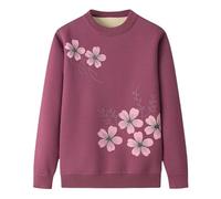 YONGHONGKEJI Sweater for Elderly Women Jumper Thick Warm Sherpa Lining Elderly Knitwear Elegant Long Sleeves Old Lady Sweater Winter Soft Knitwear Casual Tunics Tops Randma Gifts Pink L