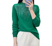 YONGHONGKEJI Sweaters for Women UK,Women Diamante Neckline Jumper Ladies Sweater Sparkly Glitter Shiny Knitted Half Turtleneck Pullover Plain Elegant Tunic Tops Casual Sweatshirt Green L