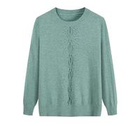 YONGHONGKEJI Womens Jumper,Old Lady Sweaters for Women Knitwear Middle Aged and Elderly Jumpers Crew Neck Long Sleeve Tops Winter Warm Sweatshirts Grandma Gifts Green S