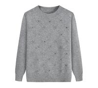 YONGHONGKEJI Women's Jumpers,Middle Aged and Elderly Knitted Sweater Old Lady Jumper Rhinestone Diamond Grid Knitwear Lightweight Pullover Soft Mother Sweatshirt Grandma Gifts