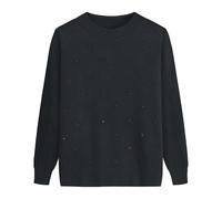 YONGHONGKEJI Women's Jumpers,Middle Aged and Elderly Knitted Sweater Old Lady Jumper Rhinestone Diamond Grid Knitwear Lightweight Pullover Soft Mother Sweatshirt Grandma Gifts