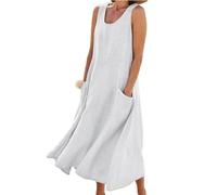 YONGHONGKEJI Women's Nightdresses Cotton Linen Sleepwear Strap Dress Nighties For Women Crew Neck Night Nightshirt Nightgown Summer Loungwear Sleepwear,White,5Xl