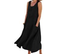 YONGHONGKEJI Women's Nightdresses Cotton Linen Sleepwear Strap Dress Nighties For Women Crew Neck Night Nightshirt Nightgown Summer Loungwear Sleepwear,Black,5Xl
