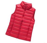 YONGHONGKEJI Women's Outwear Quilted Gilet,Lightweight Stand Collar Zip Padded Vest Solid Color Warmer Sleeveless Jacket Outdoor Windproof Gilet Warmer Winter,Red,Xl