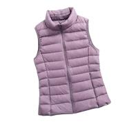 OutFyt Women'S Outwear Quilted Gilet,Lightweight Stand Collar Zip Padded Vest Solid Color Warmer Sleeveless Jacket Outdoor Windproof Gilet Warmer Winter,Light Purple,Xl