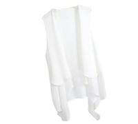 YONGHONGKEJI Women'S Sleeveless Chiffon Blazer Waistcoat, Solid Suit Formal Office Vest V Neck Jacket Coat Plus Size Casual Vintage Cardigans Waistcoat,White,S