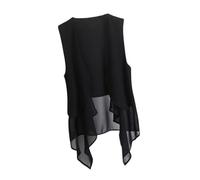 YONGHONGKEJI Women'S Sleeveless Chiffon Blazer Waistcoat, Solid Suit Formal Office Vest V Neck Jacket Coat Plus Size Casual Vintage Cardigans Waistcoat,Black,S