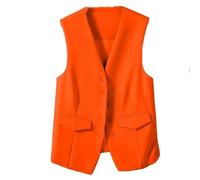 YONGHONGKEJI Women'S Waistcoat Vest, Candy Colors Blazer Office Waistcoats Tuxedo Suit Racerback Lapel Business Formal Suit Vest Dressy Waistcoat Orange Xxl