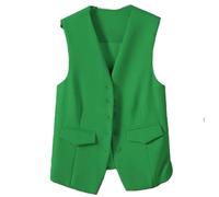 YONGHONGKEJI Women'S Waistcoat Vest, Candy Colors Blazer Office Waistcoats Tuxedo Suit Racerback Lapel Business Formal Suit Vest Dressy Waistcoat Green Xxl