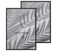 YONGHUO 50x70cm Frame, 2 Pack 70cm x 50cm Frame, Wooden Picture Frame, with Plexiglass and Wall Hooks, for Wall Hanging, Black