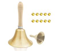 YONGHUO Hand Bell, Brass, Christmas, 8cm, 15cm, with Wooden Handle, for Festival, School, Service