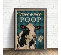 YONGKUIQMK Abstract Animal Canvas Painting Have A Nice Poop Cow Wall Art Poster Biting The Daisies Modular Funny Pictures Home Decor(30X40cm Unframed)