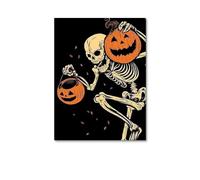 YONGKUIQMK Evil Pumpkin Head Canvas Art Halloween Wall Decor for Living Room Decoration for Halloween Lovers(E,50x70cm Unframed)