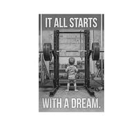 YONGKUIQMK IT ALL STARTS WITH A DREAM Motivational Posters and Prints Fitness Barbell Wall Art Canvas Painting for Living Room Home Decor(5841,50x70cm Unframed)