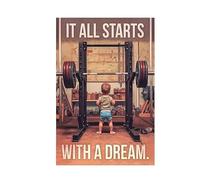 YONGKUIQMK IT ALL STARTS WITH A DREAM Motivational Posters and Prints Fitness Barbell Wall Art Canvas Painting for Living Room Home Decor(5842,30x40cm Unframed)