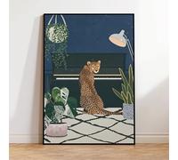 YONGKUIQMK Modern Abstraction Cheetah Playing Piano Wall Art Printmaking Canvas Painting Poster Pictures Living Waterproof Home Decor(21x30cm No Frame)