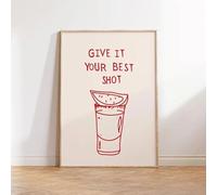 YONGKUIQMK Modern Bar Cart Vodka Tequila Liquor Give It Your Best Shot Wall Art Canvas Painting Posters For Living Room Home Decor(30x40cm No Frame)