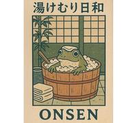 YONGKUIQMK Retro Japanese Funny Frog in A Bathtub Sushi Kitchen Animals Poster Canvas Painting Wall Pictures Home Decor(A,40X60cm Unframed)
