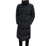 Yonglan Mens Stand Collar Long Down Jacket Plus Size Winter Warm Padded Puffer Coat Parka Black S