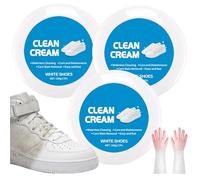 YONGLSP 3 Pcs White Shoe Cleaner Cream, Multipurpose No-Wash Solid Comes with Sponge Removes Stains, No-Wash Instant Stain Remover