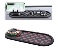 YONGLSP Multifunctional Car Anti Slip Mat Auto Phone Holder, Multifunctional Car Dashboard Anti-Slip Mat with 360° Rotatable Phone Holder, Temporary Parking Number Display (Brown_Gold)
