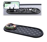 YONGLSP Multifunctional Car Anti Slip Mat Auto Phone Holder, Multifunctional Car Dashboard Anti-Slip Mat with 360° Rotatable Phone Holder, Temporary Parking Number Display (Black_Gold)