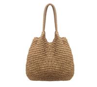 YONGLSP Women's Straw Beach Bag, Large Braided Tote Bag, Lightweight Woven Summer Shopper Handbag, Boho Chic Braided Bag, for Travel, Vacation, Shopping (Khaki)