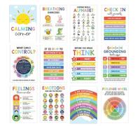 Yongmcxhhj Calming Corner Posters, Calm Down Corner Posters Calm Down Corners Emotions & Feelings Chart Poster For Kids,Emotional Regulation & Mental Health P-osters,Feelings Wheel Chart Emotions List