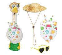 Yongmcxhhj Garden Outfits Costume for Decorative Geese with Beach Accessories - Beach Holiday Theme Sunglasses Straw Hat for Pool Window Decoration Wedding by the Sea