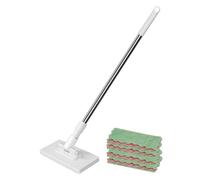Yongmcxhhj Hand Wash Free Flat Mop Automatic Cloth Changing Mini Mop 100x16x8.5cm Face Towel Cleaning M-op 360° Rotating With 4 Replacement Cloths Dry And Wet Use For Kitchen Bathroom Home