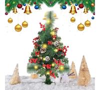 Yongmcxhhj LED Christmas Tree, 60 cm, 20 LED Illuminated Plug, Red Berries, Pine Cones, Artificial Christmas Tree, Garden, Patio, Entrance Area Decoration for Outdoor Festive