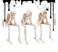 Yongmcxhhj Resin Gothic Hear See Speak No Evil 20X8cm Three Wise Skeleton Ornaments Realistic Skull Decorations For Home Haunted House Halloween Party