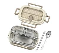 Yongmcxhhj Stainless Divided Box Microwavable Stainless Steel Insulated Box Odor-Resistant Leak-Proof with Spoon Chopsticks Thermal Containers for Hot Food for Snack Salad Picnic