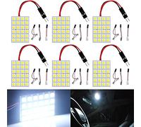 YONGMING T10 W5W H6W BA9S C5W Led Bulb Panel Dome Light 12V Led Festoon Lights for Car Interior Reading Vanity Courtesy Trunk Lights White, Pack of 6