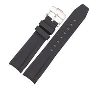 YONGNAGUI NASUNJIA 20mm Curved End Watch Strap Black Green Blue Soft Silicone Diving Watchband Compatible with Rolex Submariner 40mm Wrist Band(Black)