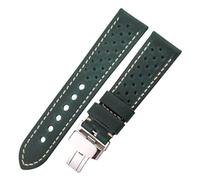 YONGNAGUI NASUNJIA Breathable Genuine Leather Watchband 20mm 22mm 24mm for Smart Watch Strap Brown Coffee Black Green Cowhide Band Accessories(Dark Green,24mm)