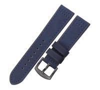 YONGNAGUI NASUNJIA Genuine Leather Watchbands Bracelet Cowhide Watch Strap for 18 20mm 22mm 24mm(Blue Black Buckle,22mm)