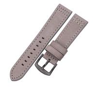 YONGNAGUI NASUNJIA Genuine Leather Watchbands Bracelet Cowhide Watch Strap for 18 20mm 22mm 24mm(Gray Black Buckle,24mm)