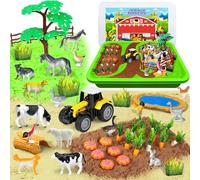 YongnKids Play Sand Farm Animal Toys, Sensory Toys Play Sand Art Kit with Farm Toy Figures and Tractor Truck Playset, Indoor Outdoor Sensory Bins Birthday for Boys Girls 3 4 5 6 7 8 Years Old