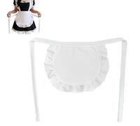 YONGRONGHE White Waist Apron, White French Maid Half Apron, Adjustable Short Half Chef Waist Aprons for Kitchen Cooking Crafting Cosplay Waitress and Home Party Costume Accessories (White, 1PCS)