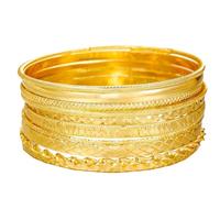 Yongst 10PCS Gold Bangle Bracelets for Women, Stackable Indian Style Jewellery, Wedding Birthday Party Accessories, Durable Metal Bangles for Girls