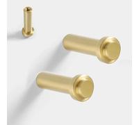 Yongst 2Pcs Wall Mounted Coat Rack | Brass Hook | Pure Copper | Kitchen Bathroom Bedroom Gold Hook | Hang Coats Towels Robes Wallets | NO.142