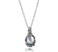 Yongst Moonstone Pendant Necklace, Vintage Jewellery Crystal Necklaces For Women, Teardrop Crystal Gemstone Jewelry New Beginnings Rainbow Moonstone