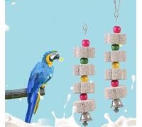 YongXiangPeng 2 Pcs Chew Toy, Parrot Chew Toy,Colorful Mineral Materials Bird Beak Calcium Stone Hanging Bell for Parrot Macaw African Grey Parrot Cockatiel (Random Color)