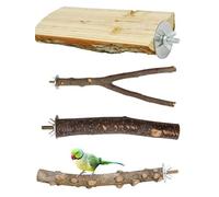YongXiangPeng 4 Pcs Bird Cage Perches - Natural Wood Parrot Stand for Budgies, Cockatiels - Chewing Toy, Cage Accessories for Small Birds