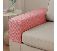 YongXinMY 2pcs Couch Arm Covers - Stretch Grid Slipcovers Furniture Protector Solid Color Thick Fabric Sofa Armrest Caps for Anti-Dust Daily Use Home Living Room Office Decor (Pink,2pcs)