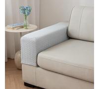 YongXinMY 2pcs Couch Arm Covers - Stretch Grid Slipcovers Furniture Protector Solid Color Thick Fabric Sofa Armrest Caps for Anti-Dust Daily Use Home Living Room Office Decor (Lake Blue,2pcs)